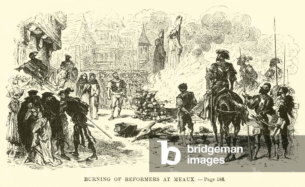Burning of reformers at Meaux (engraving)