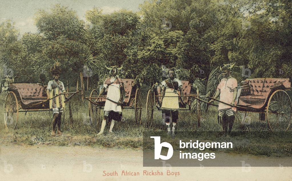 South African rickshaw boys (colour photo)