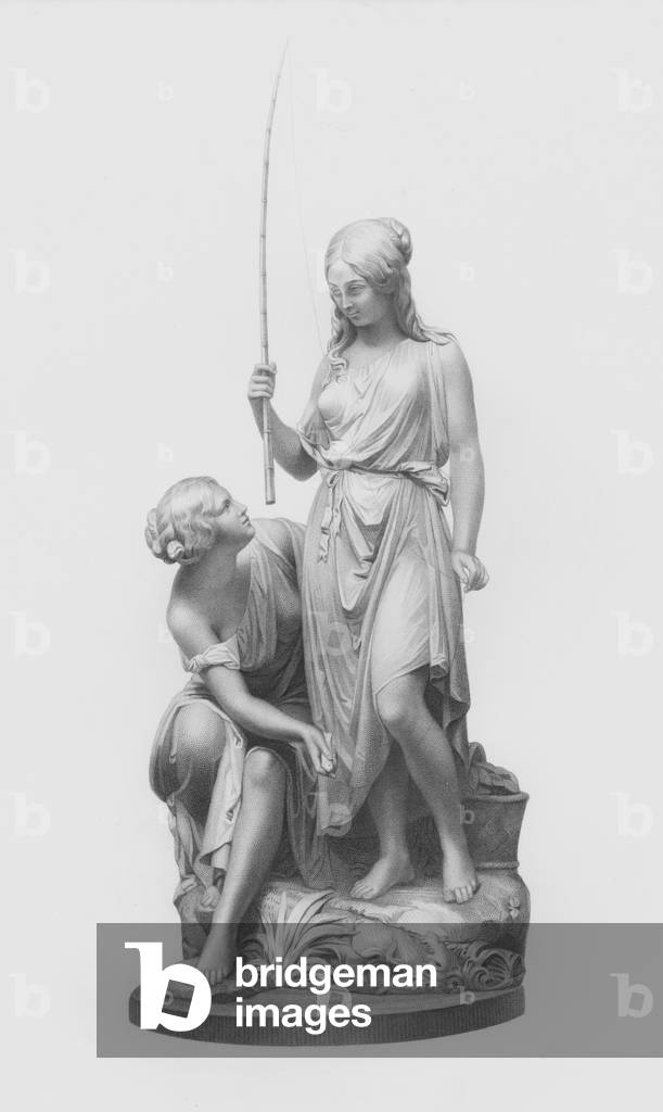 The Sister-Anglers, engraved by J H Baker from the group by Sig Monti (engraving)