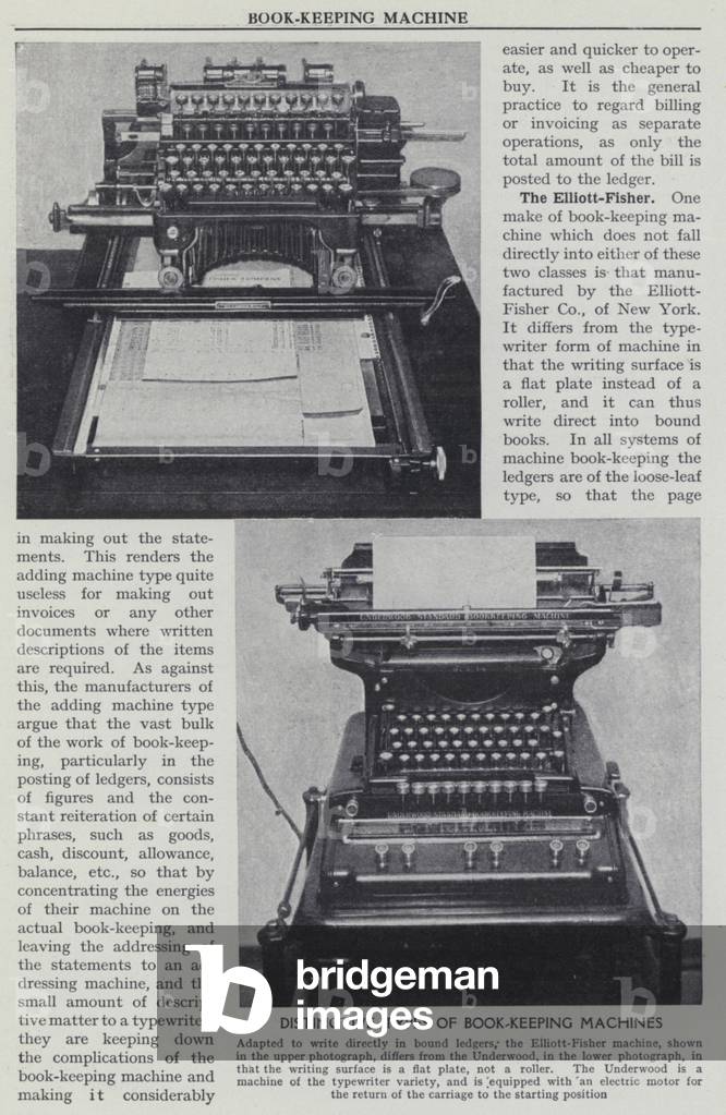 Distinctive types of book-keeping machines (b/w photo)