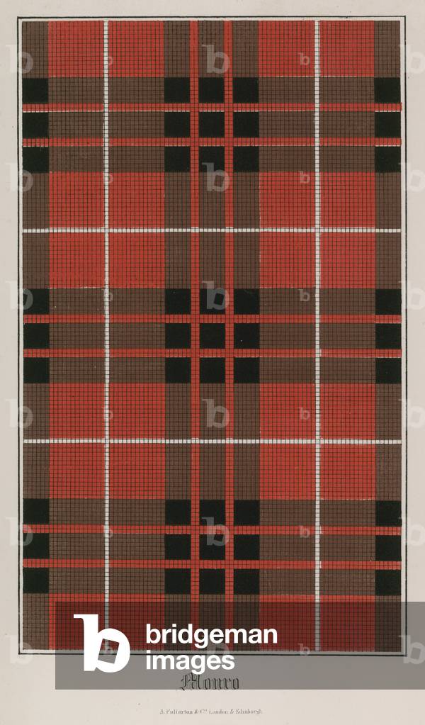 Tartan of Clan Munro (coloured engraving)