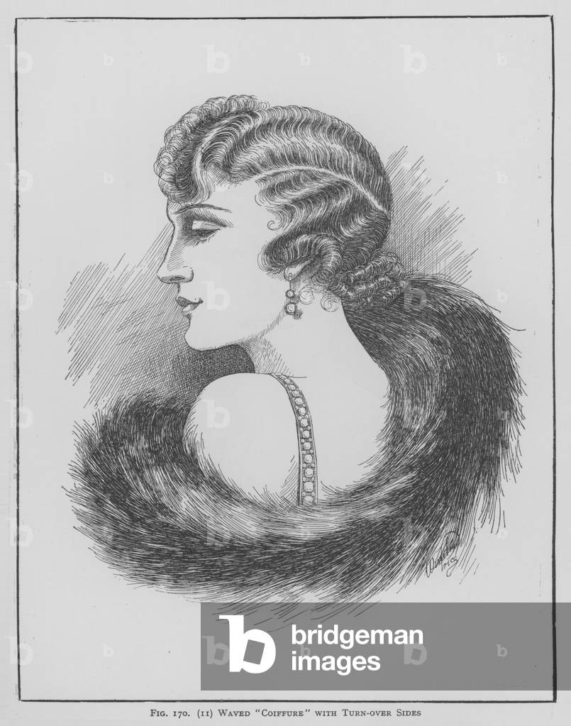 Waved Coiffure with turn-over sides (litho)