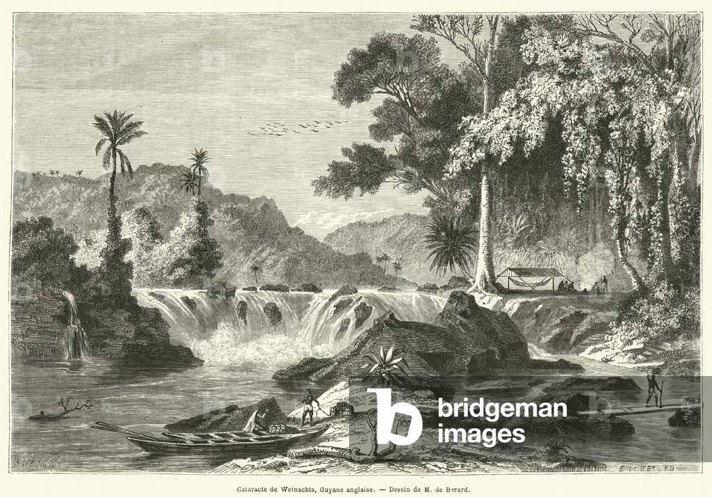 Cataracte de Weinachts, Guyane anglaise (engraving)