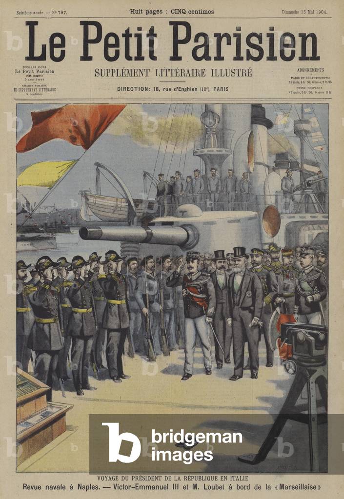 Visit by President Loubet of France to Italy (colour litho)