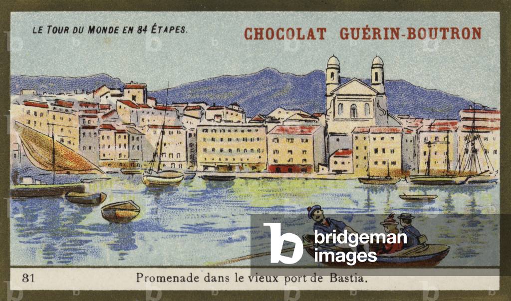 Boat trip in the port of Bastia (chromolitho)
