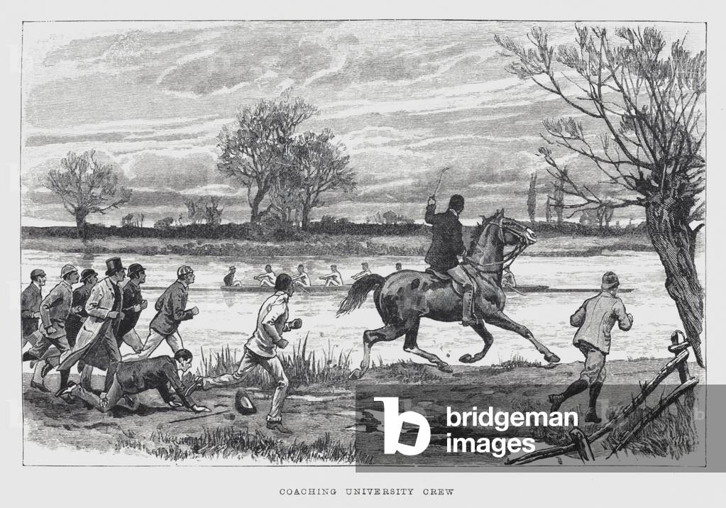 Coaching university crew (engraving)
