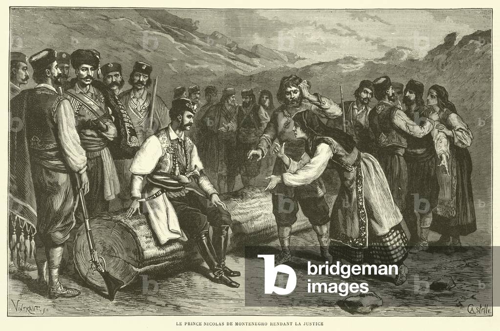 Le Prince Nicolas De Montenegro Rendant La Justice (engraving)