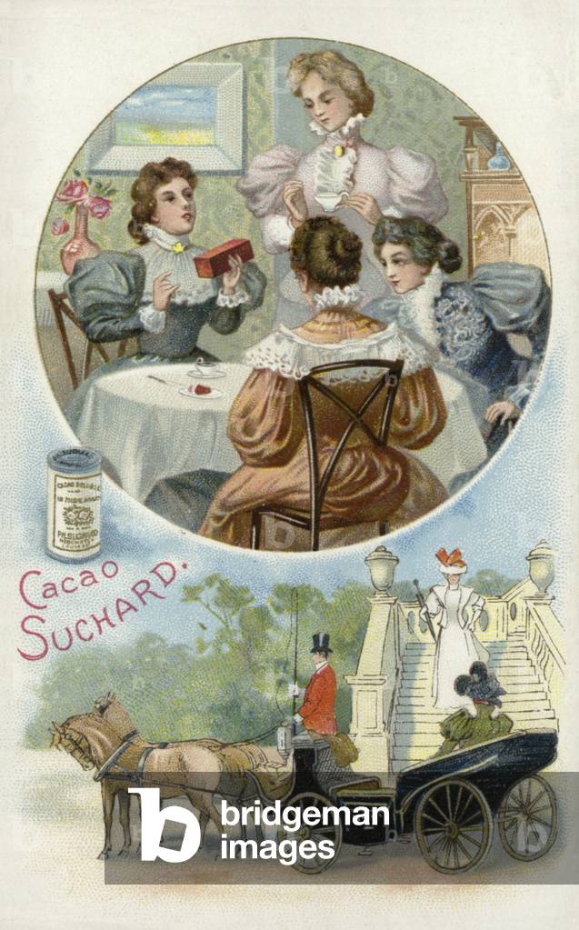 Ladies enjoying Suchard cocoa (chromolitho)