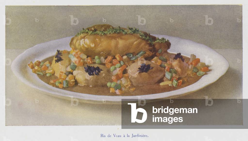 Ris de Veau a la Jardiniere (colour litho)