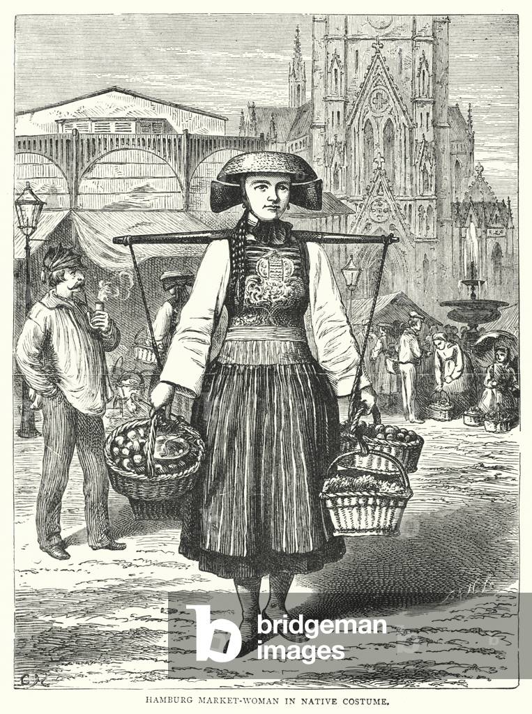 Hamburg Market-Woman in Native Costume (engraving)