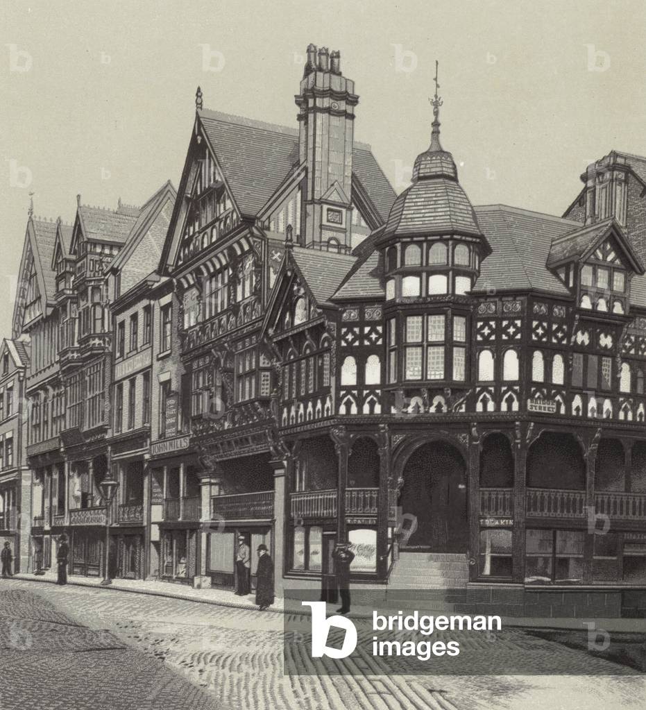Chester: The Cross, Eastgate Street (litho)