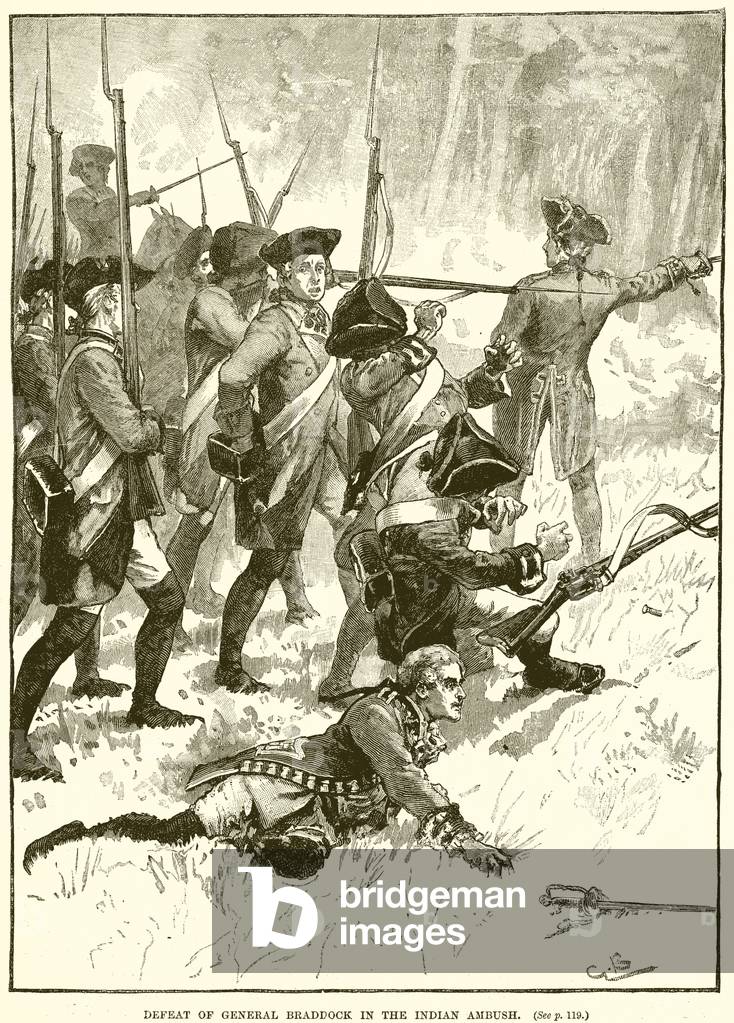 Defeat of General Braddock in the Indian Ambush (engraving)