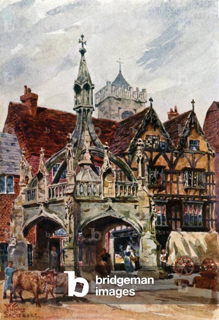 Salisbury, the Market Cross (colour litho)