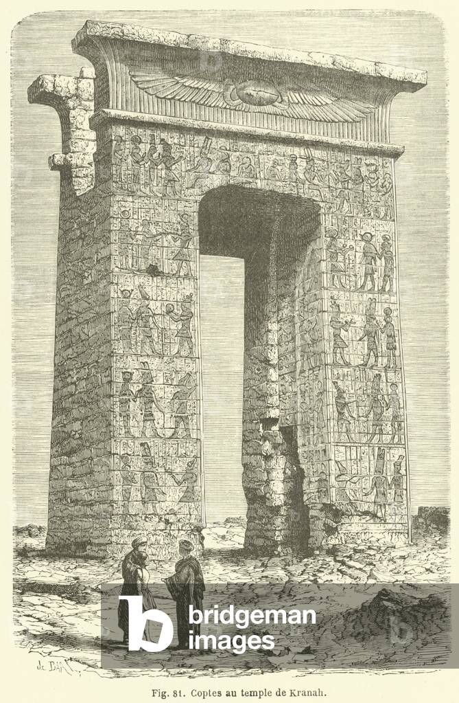 Coptes au temple de Kranah (engraving)