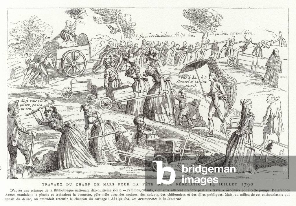 Works on the Champ de Mars in preparation for the Fete de la Federation, Paris, French Revolution, 14 July 1790 (engraving)