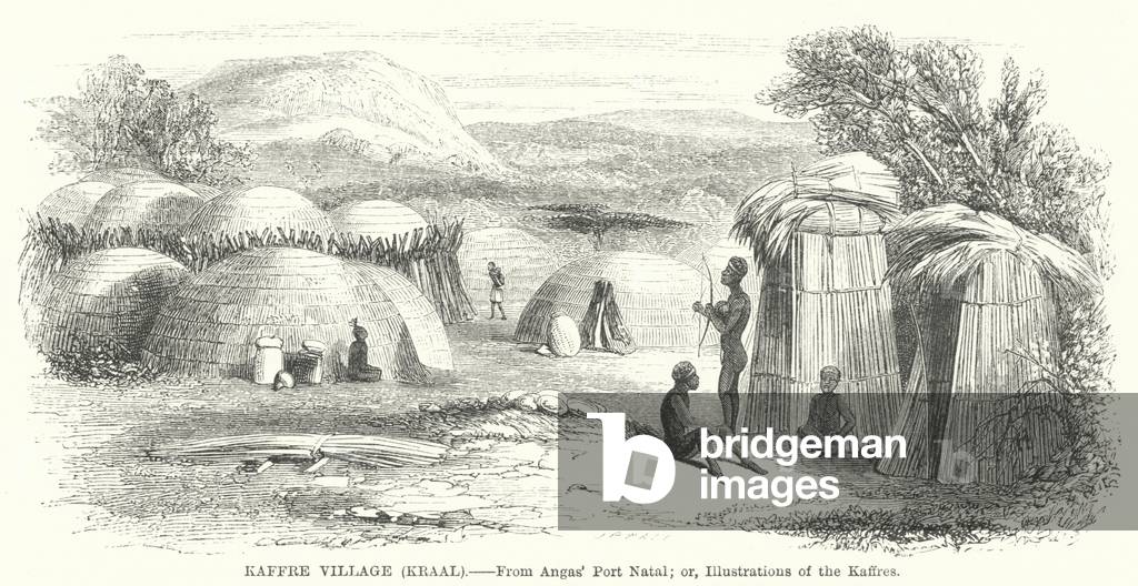Kaffre Village, Kraal (engraving)