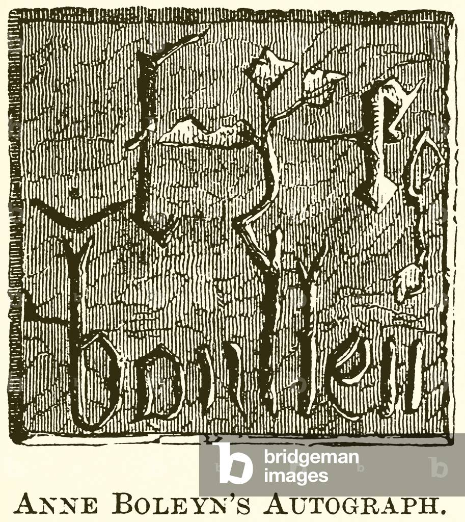 Anne Boleyn's Autograph (engraving)