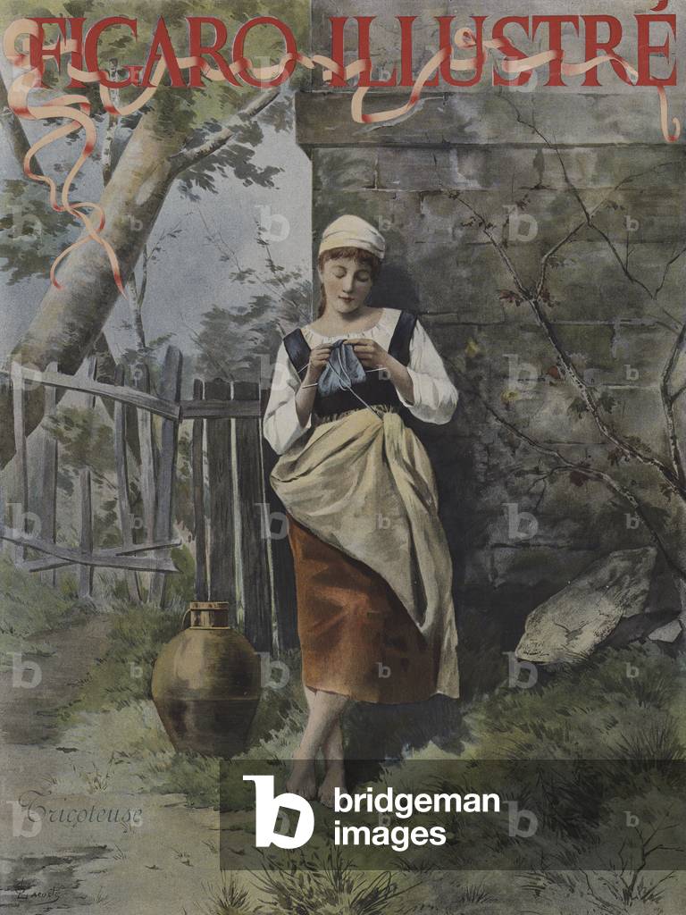 Tricoteuse (Knitter). Cover of Le Figaro Illustre, September 1896 (colour litho)
