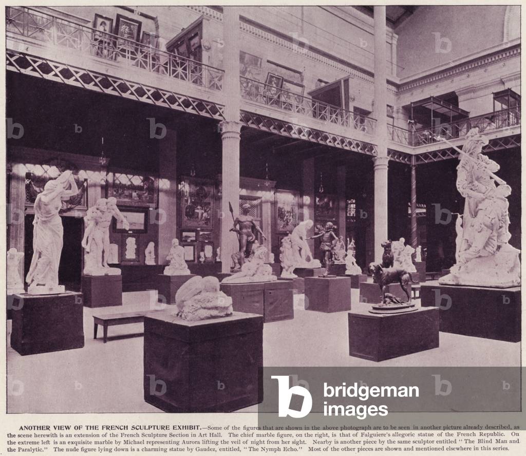 Chicago World's Fair, 1893: Another View of the French Sculpture Exhibit (b/w photo)