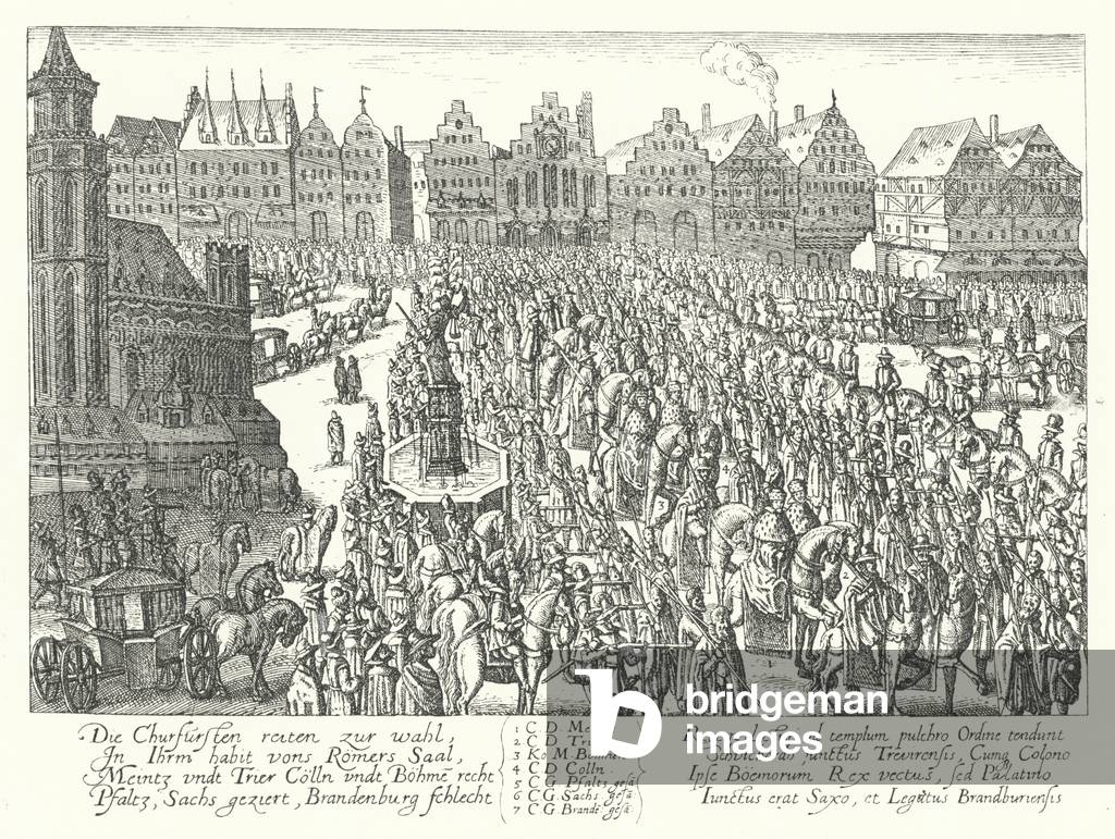 Coronation procession of the Holy Roman Emperor Ferdinand II, Frankfurt, 1619 (engraving)