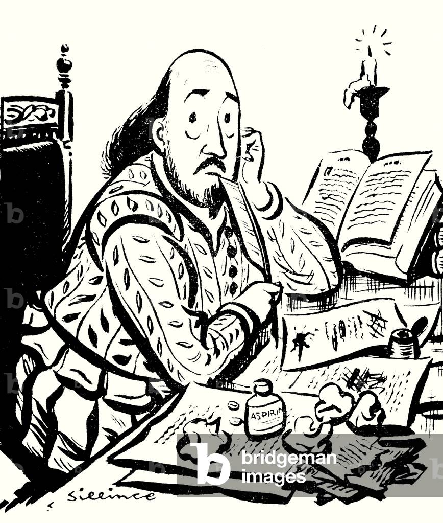 William Shakespeare, writing (litho)