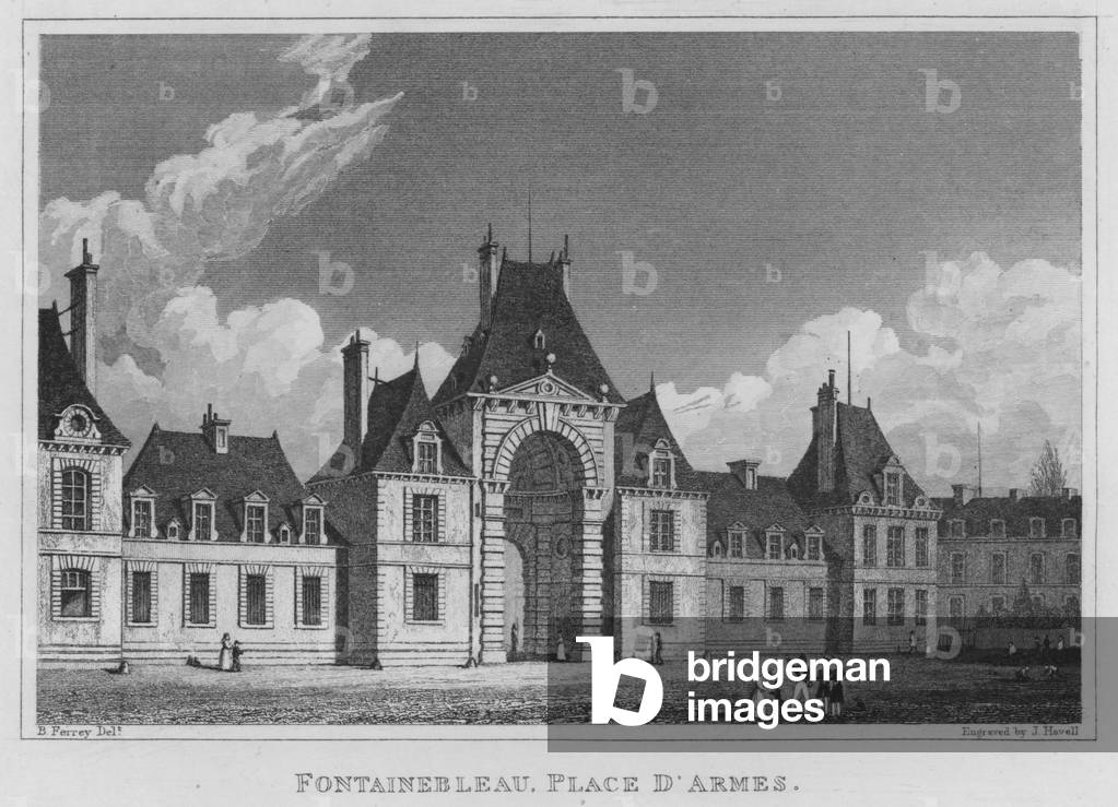 Paris, Fontainebleau, Place D'Armes (engraving)