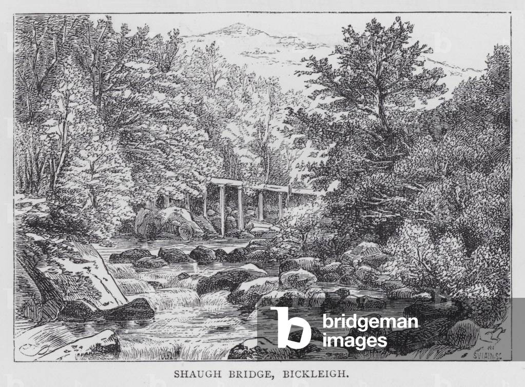 Shaugh Bridge, Bickleigh (engraving)
