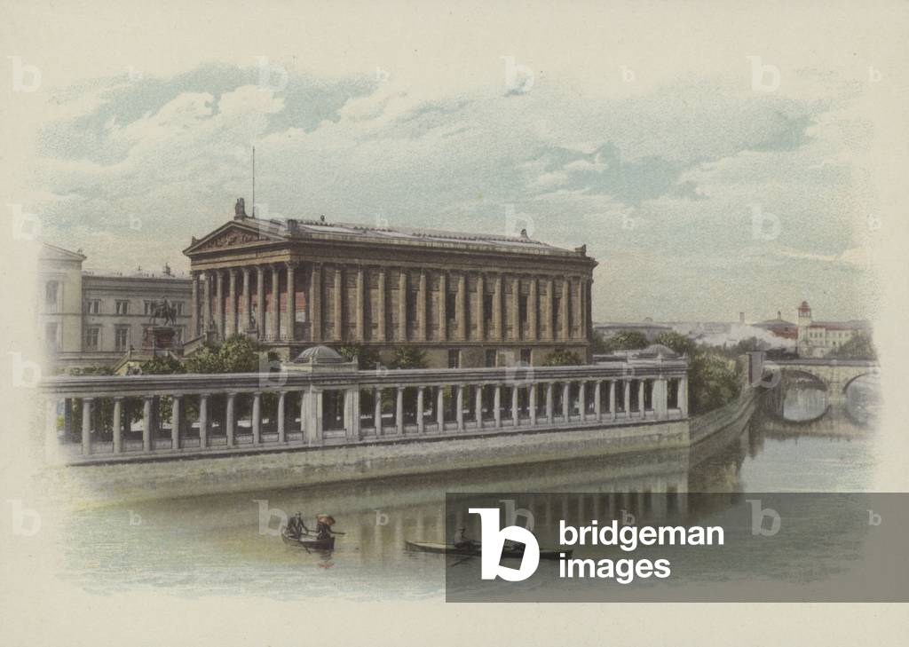 Nationalgalerie und Denkmal Friedrich Wilhelms IV, The National Gallery and Statue of Frederick William IV (coloured photo)