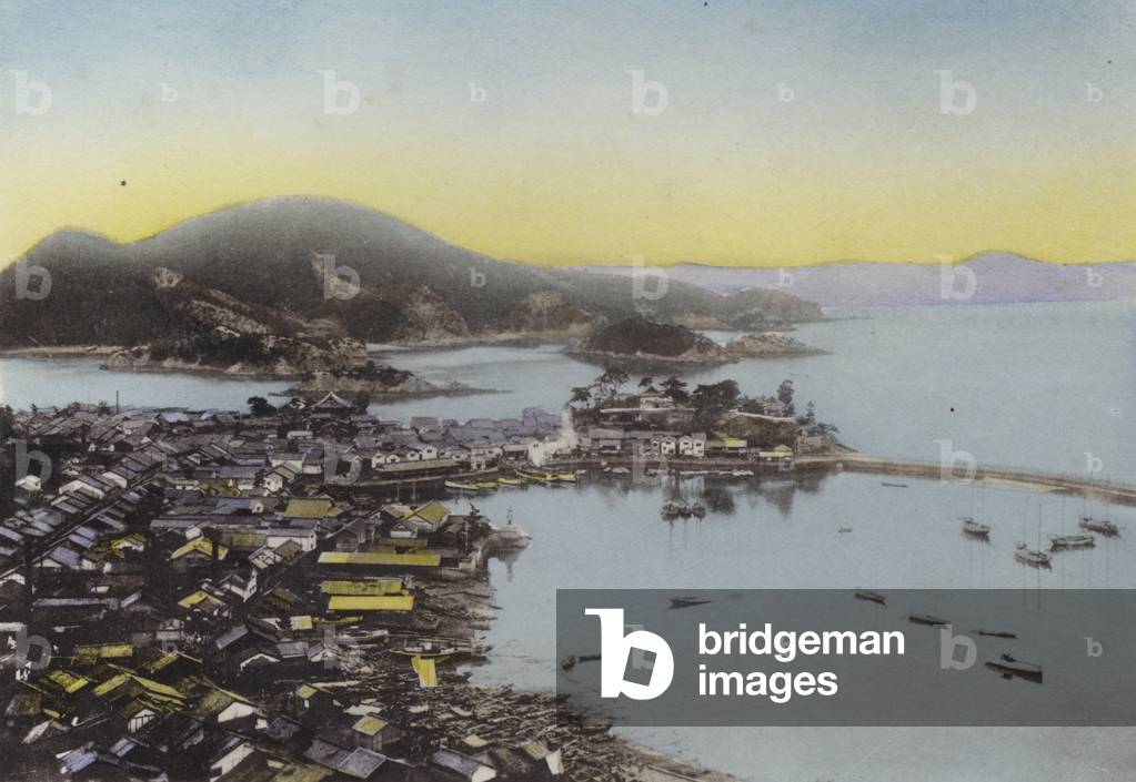 Japan, c.1912: Tomo at Bingo Province in the inland sea; A little sea port famed for it's beauty (photo)