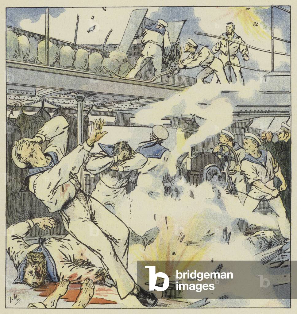 Sur le croiseur Bayan (colour litho)