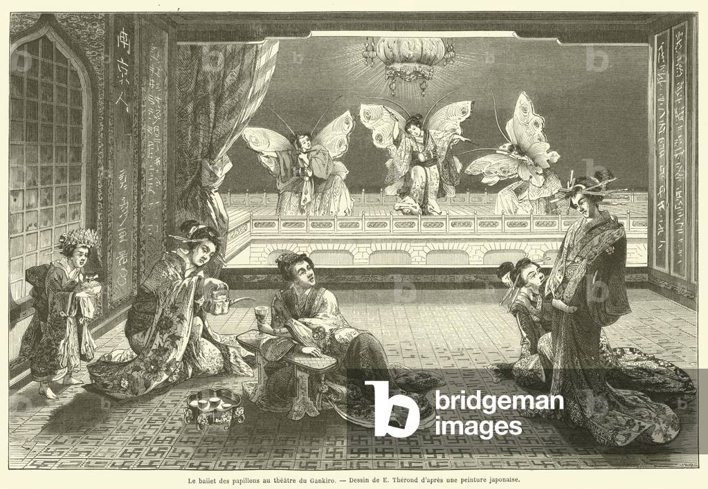 La ballet des papillons au theatre du Gankiro (engraving)