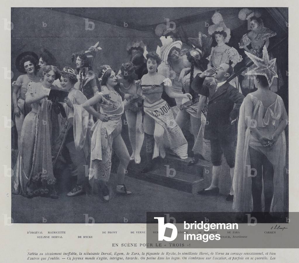 Actresses at the Theatre des Varietes, Paris (b/w photo)