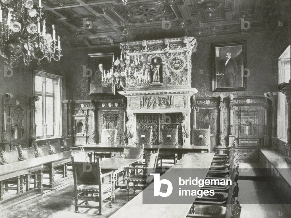 Lubeck, Rathaus, Kriegsstube (b/w photo)