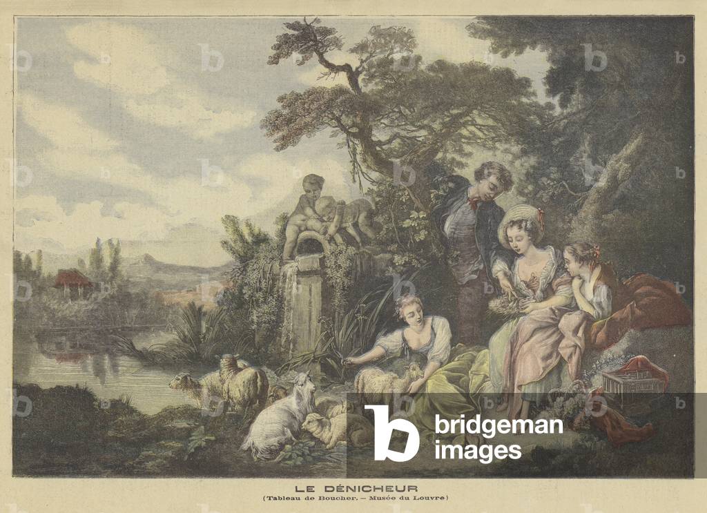 The Gifts of the Shepherd, or The Nest (colour litho)