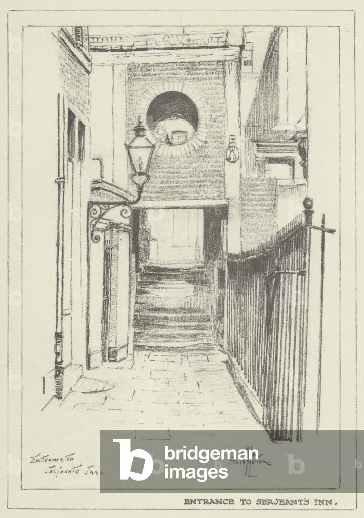 Entrance to Serjeant's Inn (litho)