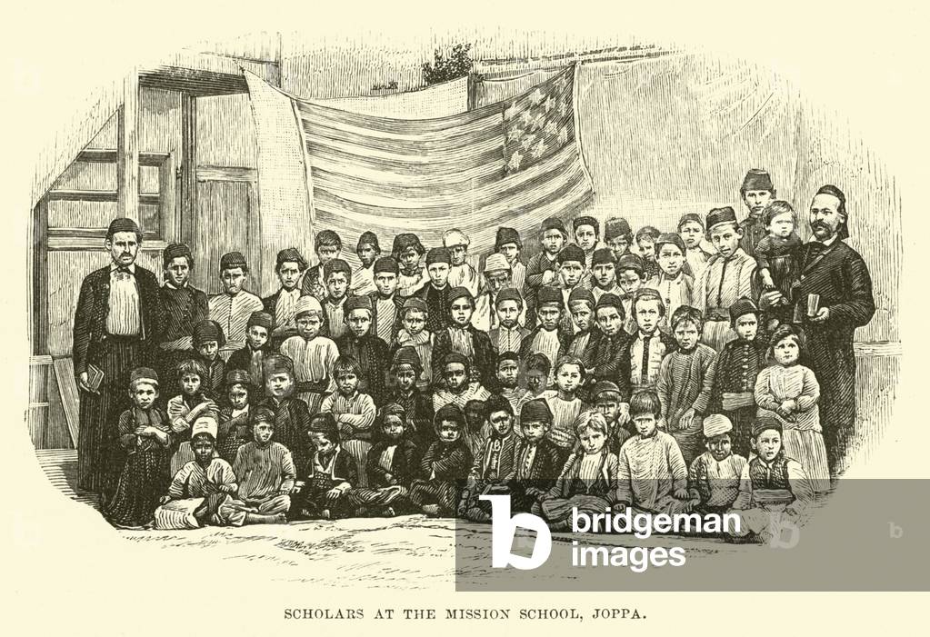 Scholars at the Mission School, Joppa (engraving)