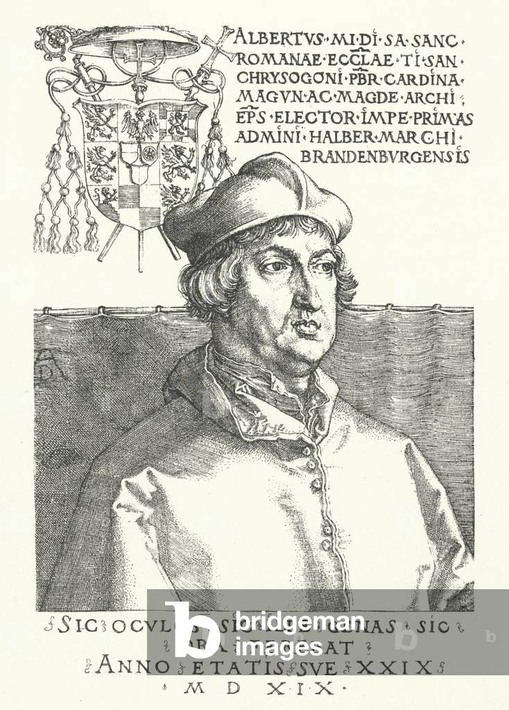 Cardinal Albrecht of Brandenburg, Elector and Archbishop of Mainz (engraving)