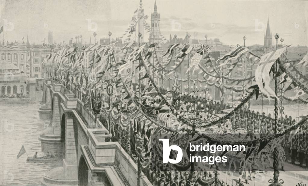 The Diamond Jubilee Procession Crossing London Bridge (litho)