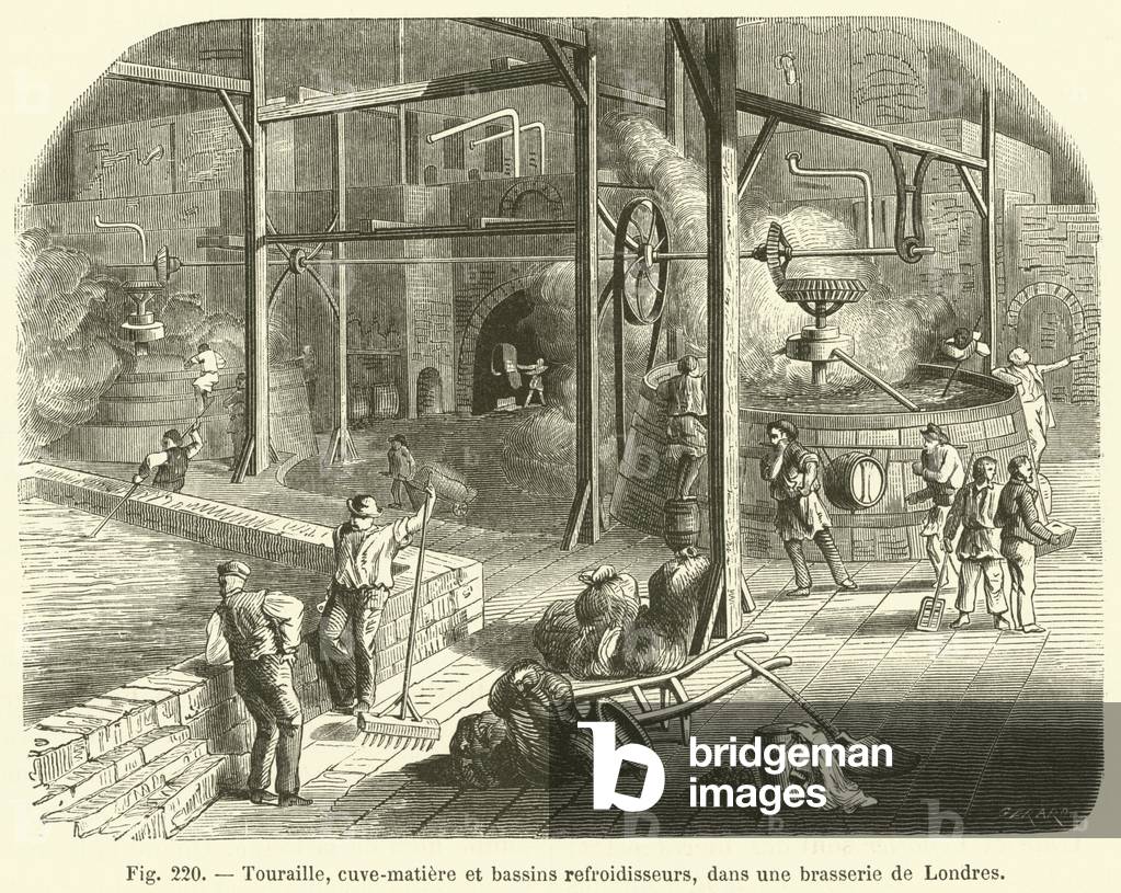 Touraille, cuve-matiere et bassins refroidisseurs, dans une brasserie de Londres (engraving)