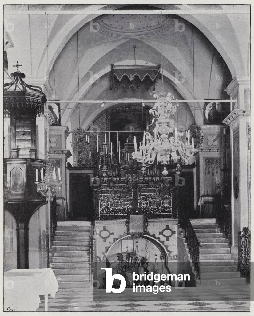 Nazareth, Church of Annunciation, interior (b/w photo)