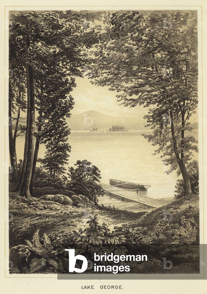 Lake George (colour litho)