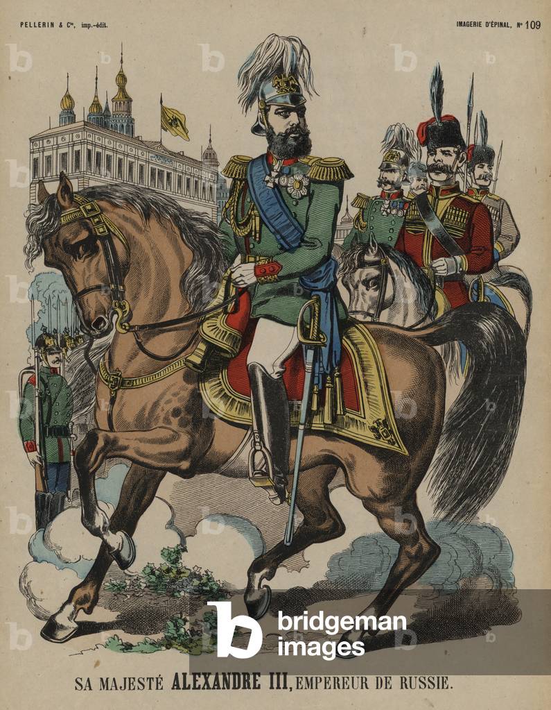 Alexander III, Tsar of Russia (coloured engraving)