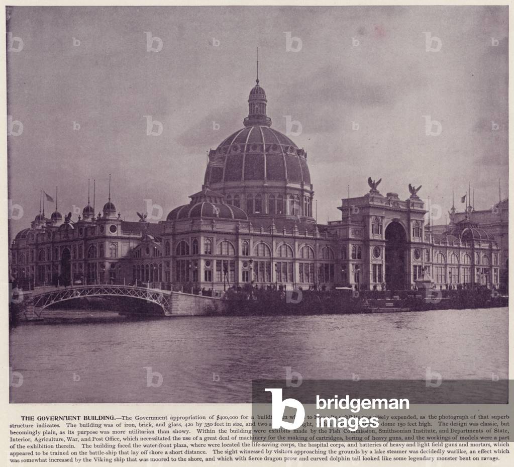 Chicago World's Fair, 1893: The Government Building (b/w photo)