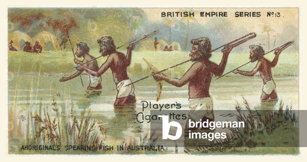Aboriginals Spearing Fish in Australia (chromolitho)