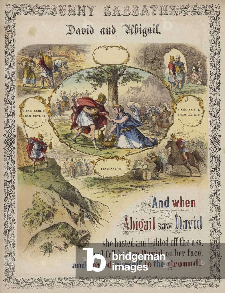 David and Abigail (coloured engraving)