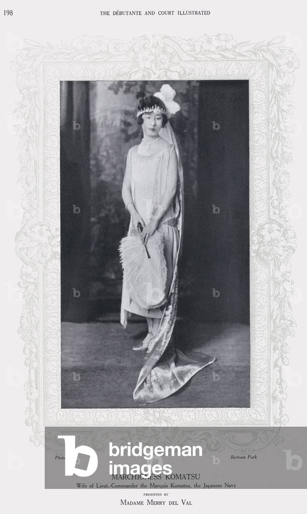 Marchioness Komatsu, Wife of Lieutenant-Commander the Marquis Komatsu, the Japanese Navy, presented by Madame Merry Del Val (b/w photo)