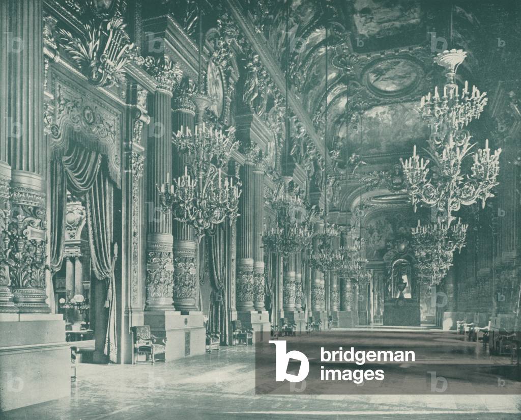 Paris: Grand Foyer of the Opera House (b/w photo)