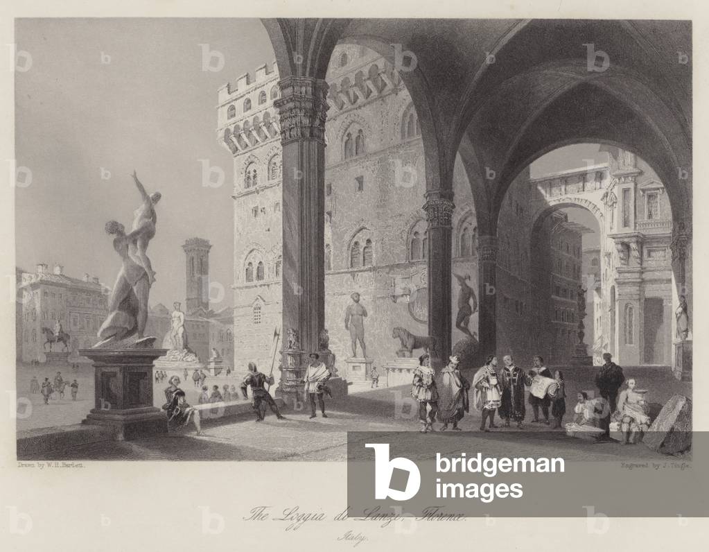 The Loggia di Lanzi, Florence, Italy (engraving)