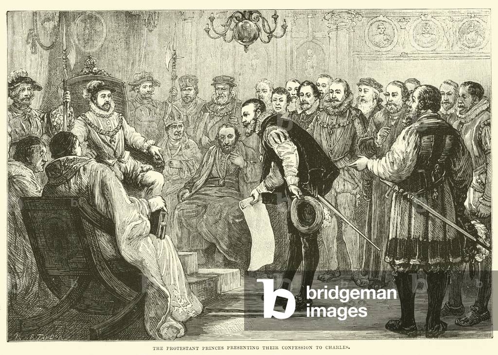 The Protestant Princes presenting their Confession to Charles (engraving)