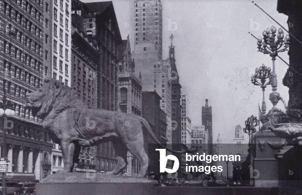 Chicago: Michigan Boulevard, Looking North from Adams Street (b/w photo)